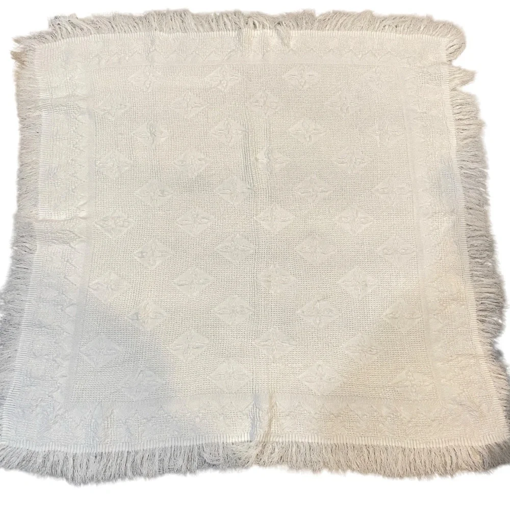 Gorgeous Hand knit White Throw Blanket or Baby Blanket - Square  40in